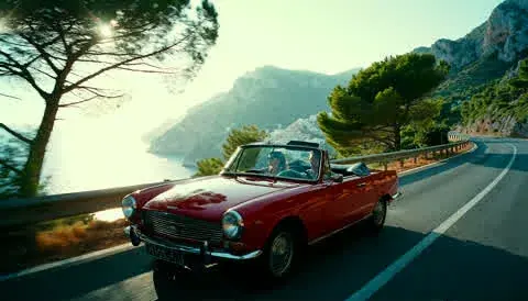 2. The convertible among the pines