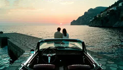 8. The convertible on the pier at sunset